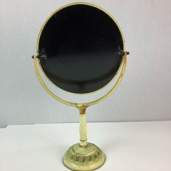 Vintage French Mirror On Stand Makeup Bedroom Decorative Standing, Hard Plastic - Picture 3 of 12